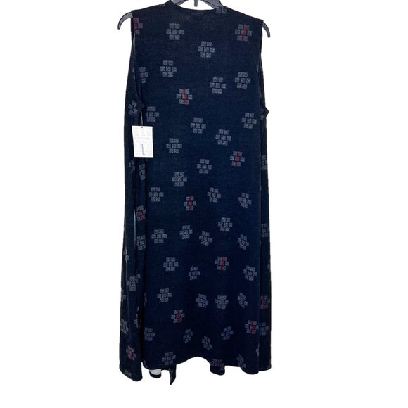 LuLaRoe NWT Cardigan L Black Grey Red Womens Longline Sleeveless Duster Sz Large - Picture 2 of 10